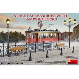 Street Accessories With Lamps & Clocks, 1/35 - MiniArt 35639