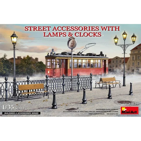Street Accessories With Lamps & Clocks, 1/35 - MiniArt 35639