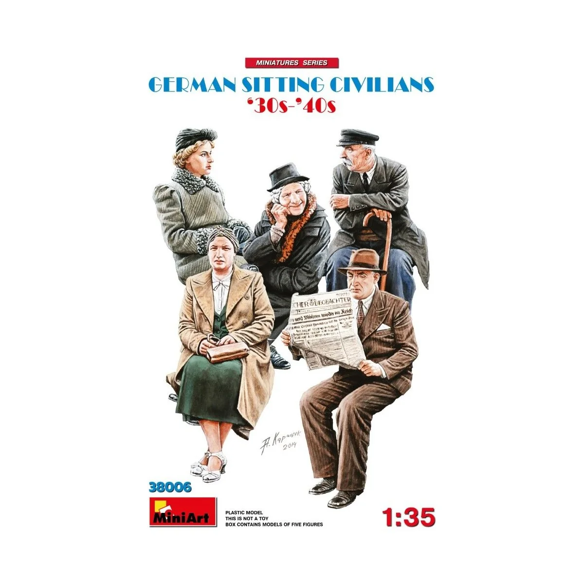 German Sitting Civilians '30s-'40s, 1/35 - MiniArt 38006