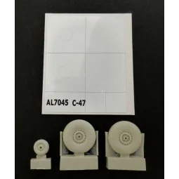 C-47 Skytrain wheels without cover, 1/72 - Plus model AL7045
