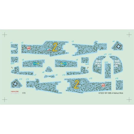 Bf 109E-4 German Ace H. Wick Decal Motley Camo, 1/72 - MPM 100-K72031