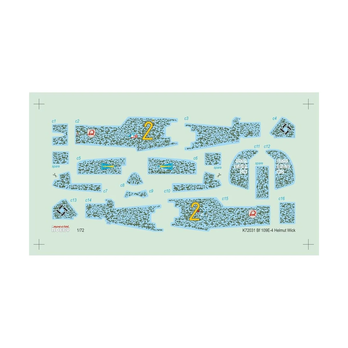 Bf 109E-4 German Ace H. Wick Decal Motley Camo, 1/72 - MPM 100-K72031