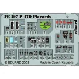 P-47D Thunderbolt Placards, 1/48 - Eduard Accessories FE197
