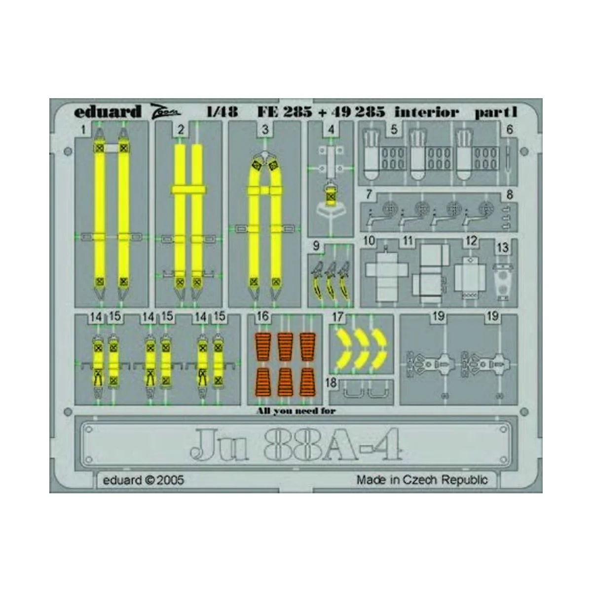 Ju 88A-4 interior, 1/48 - Eduard Accessories FE285