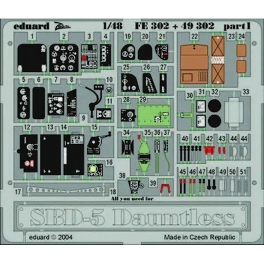 SBD-5 Dauntless, 1/48 - Eduard Accessories FE302