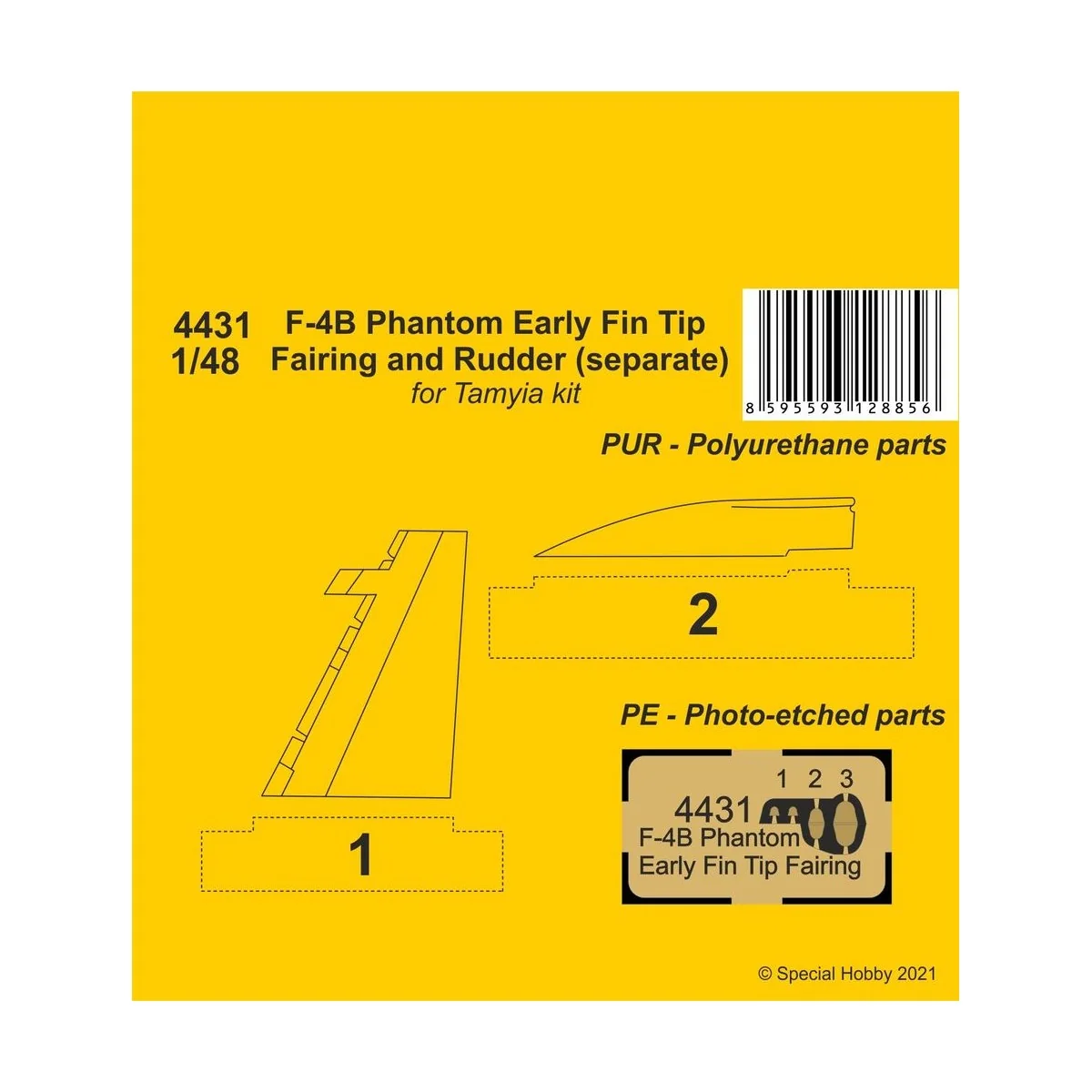 F-4B Phantom Early Fin Tip Fairing and Rudder (separate), 1/48 - CM...