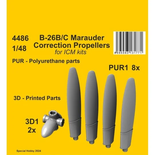 B-26B/C Marauder Correction Propellers / for ICM kit, 1/48 - CMK 12...