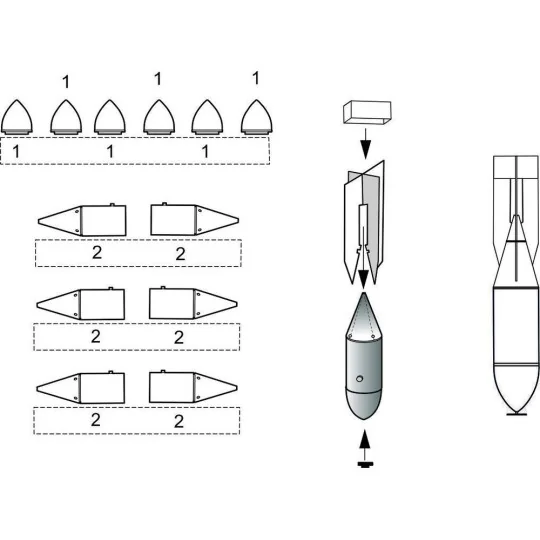 WWII Soviet Bombs FAB 100kg (6pcs), 1/48 - CMK 129-4270