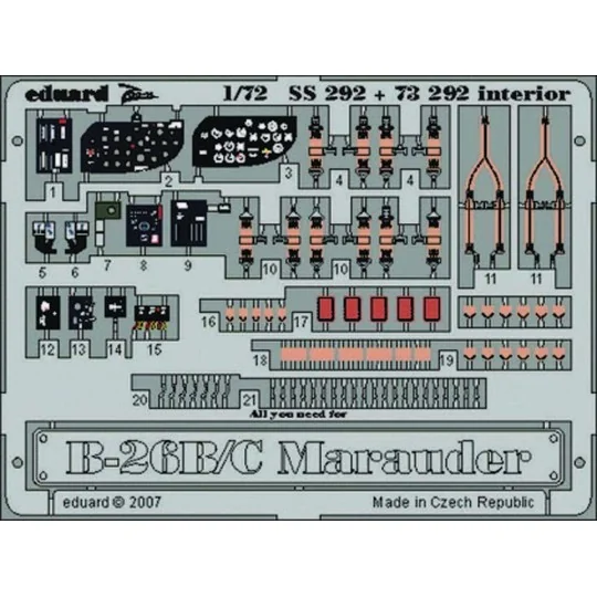 B-26B/C Marauder interior für Hasegawa-Bausatz, 1/72 - Eduard Acces...