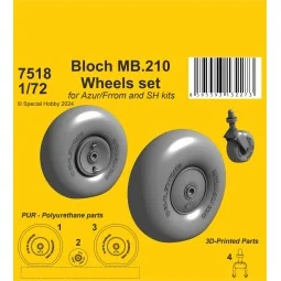 Bloch MB.210 Mainwheels and Tailwheel w/Leg, 1/72 - CMK 129-7518 2