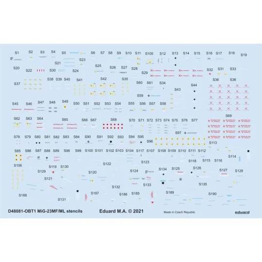 MiG-23MF/ML stencils 1/48 for TRUMPETER, 1/48 - Eduard Accessories ...