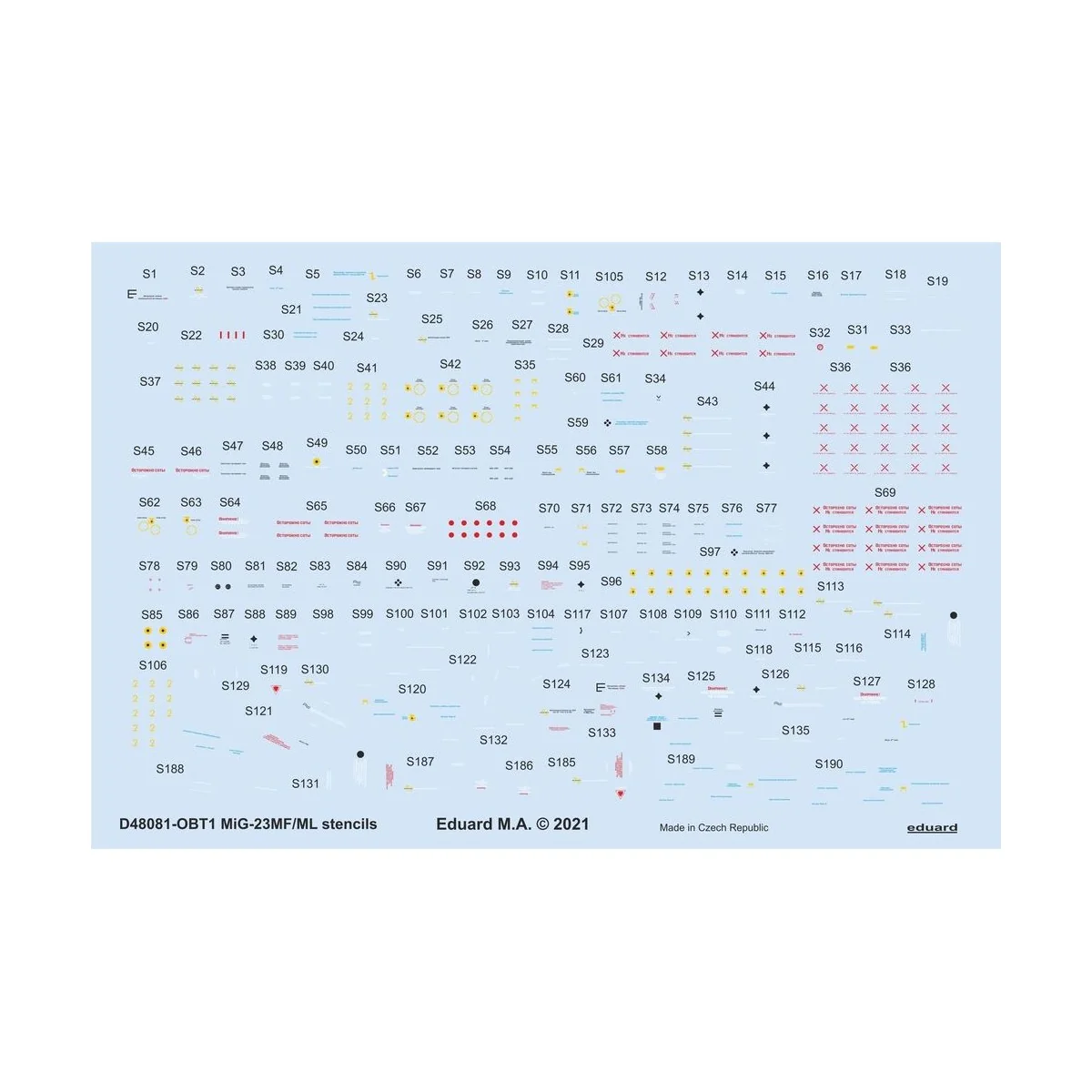 MiG-23MF/ML stencils 1/48 for TRUMPETER, 1/48 - Eduard Accessories ...