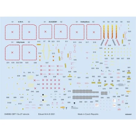 Su-27 stencils 1/48 for ACADEMY/KITTY HAWK/HOBBY BOSS/GWH, 1/48 - E...