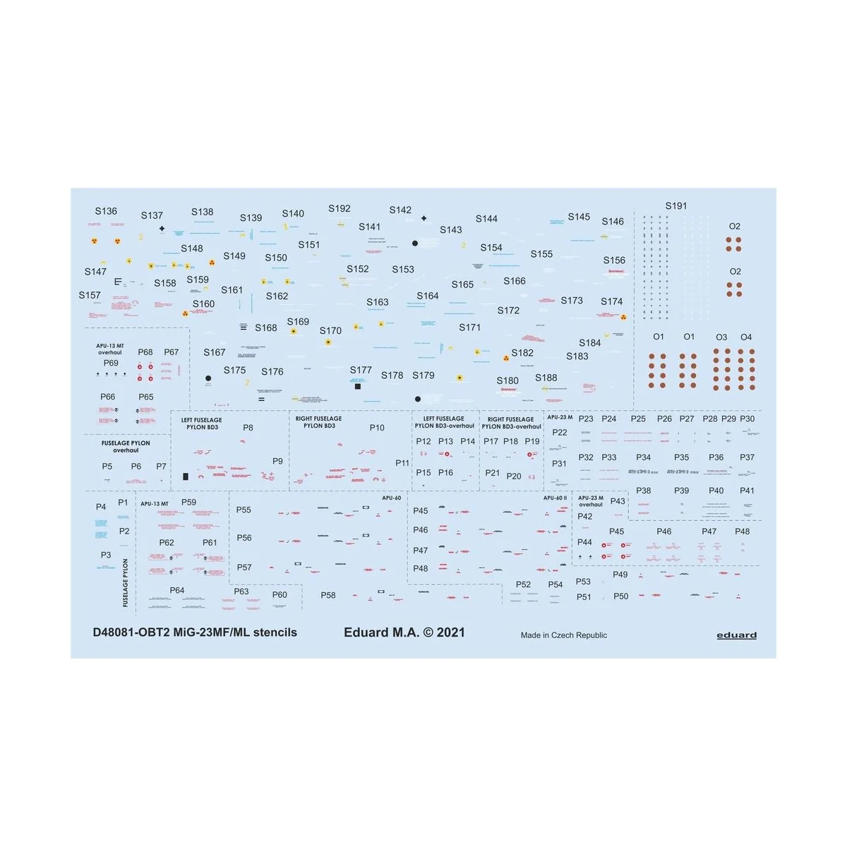 MiG-23MF/ML stencils 1/48 for TRUMPETER, 1/48 - Eduard Accessories ...
