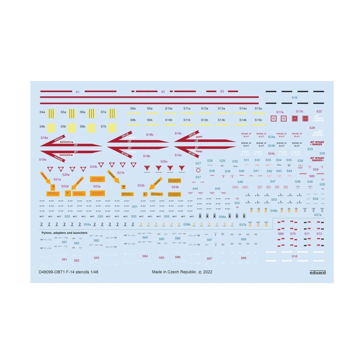 F-14 stencils for TAMIYA, 1/48 - Eduard Accessories D48099