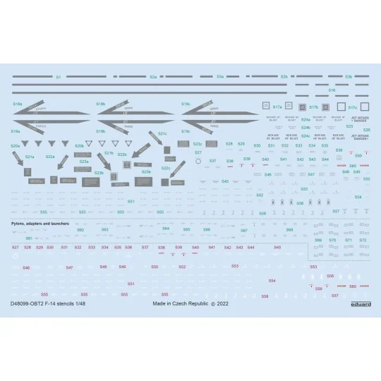 F-14 stencils for TAMIYA, 1/48 - Eduard Accessories D48099