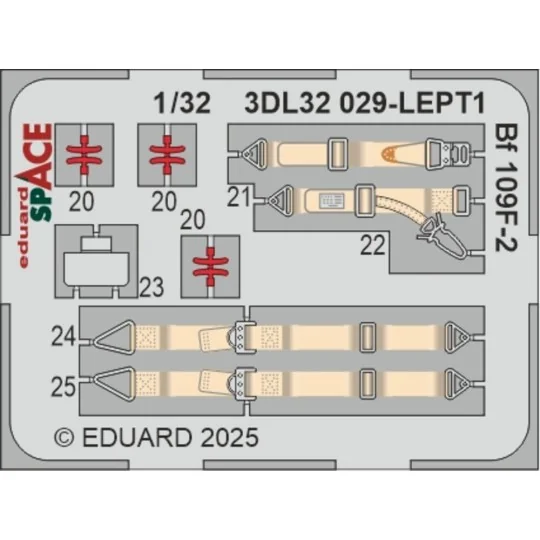 Bf 109F-2 SPACE HOBBY 2000 / HASEGAWA, 1/32 - Eduard Accessories 3D...