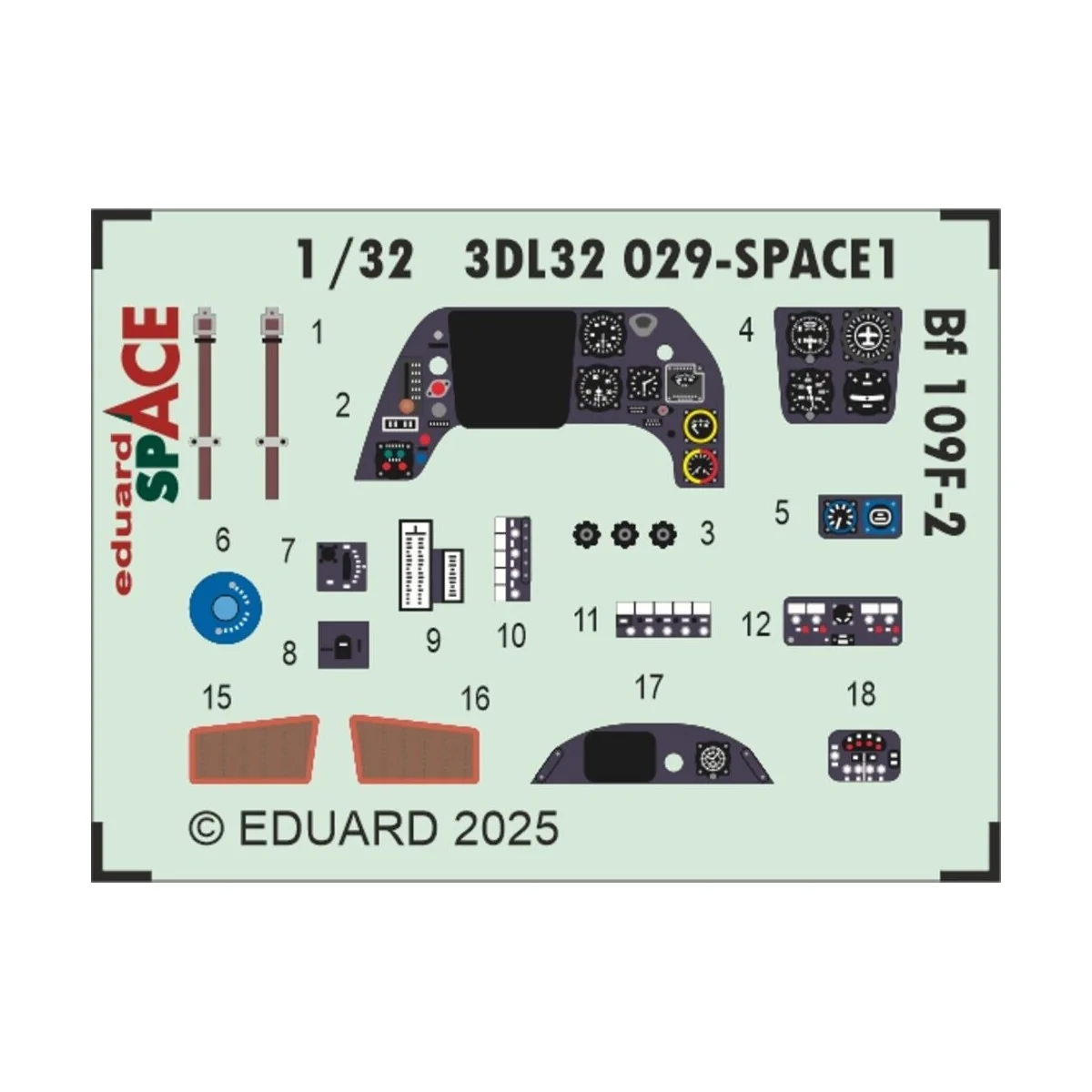 Bf 109F-2 SPACE HOBBY 2000 / HASEGAWA, 1/32 - Eduard Accessories 3D...