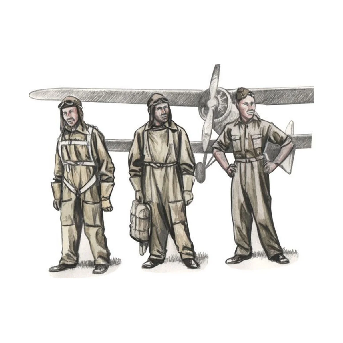 Czechoslovak pre-WWII pilots, (3 fig), 1/72 - CMK 129-F72325