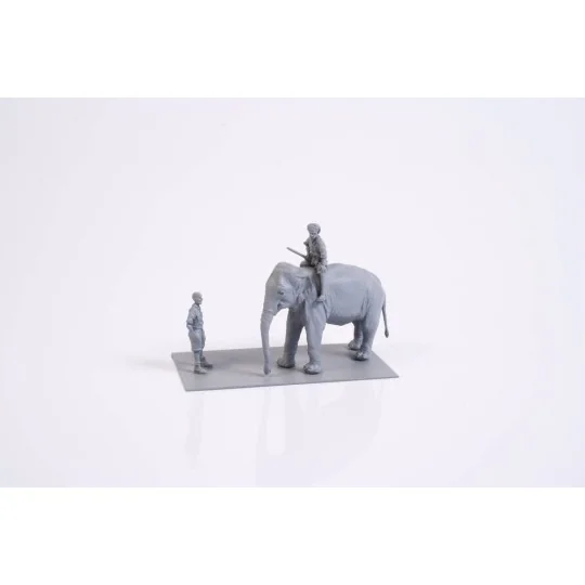 Mechanic of India WWII+Elephant with Mahout (2 fig.+elephant), 1/72...