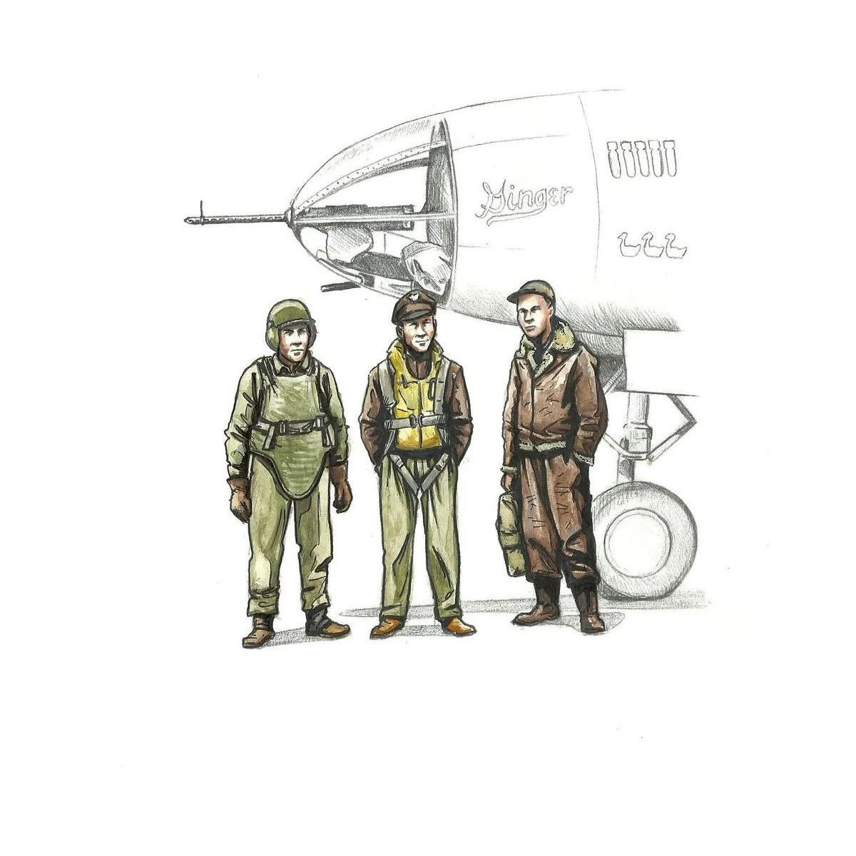 WWII US bomber pilot and two gunners, 1/72 - CMK 129-F72339