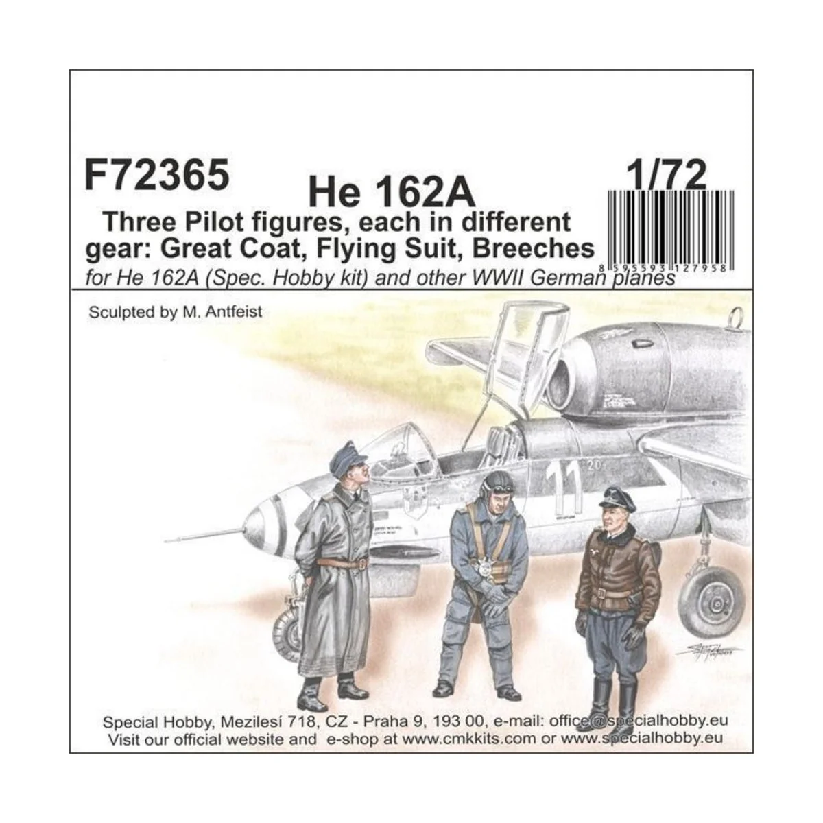 He 162-Three Pilot figures, each i.different gear:Great Coat, Flyin...