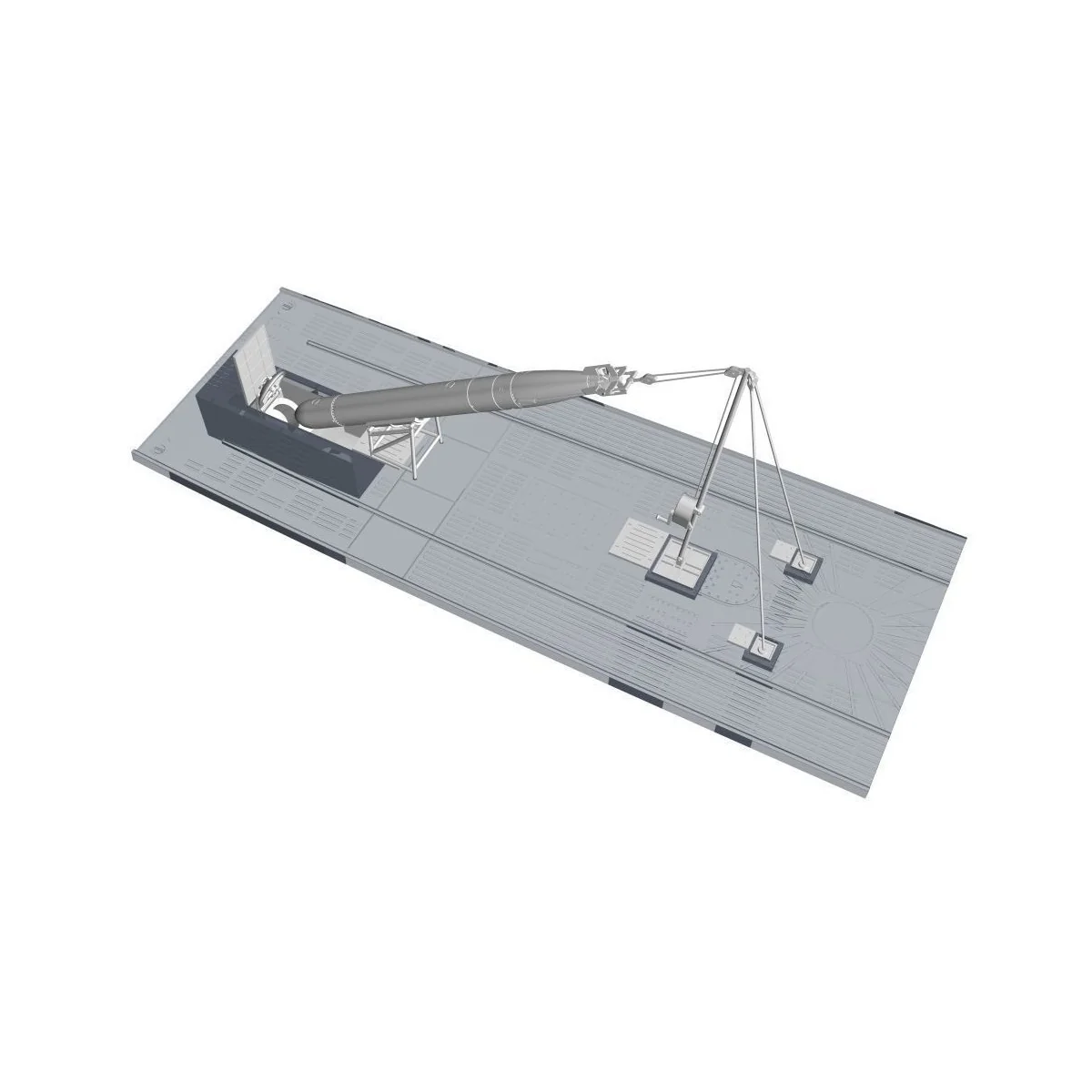 U-Boot IX Bow Torpedo w/Loading Winch and Cart, for Revell kit, 1/7...