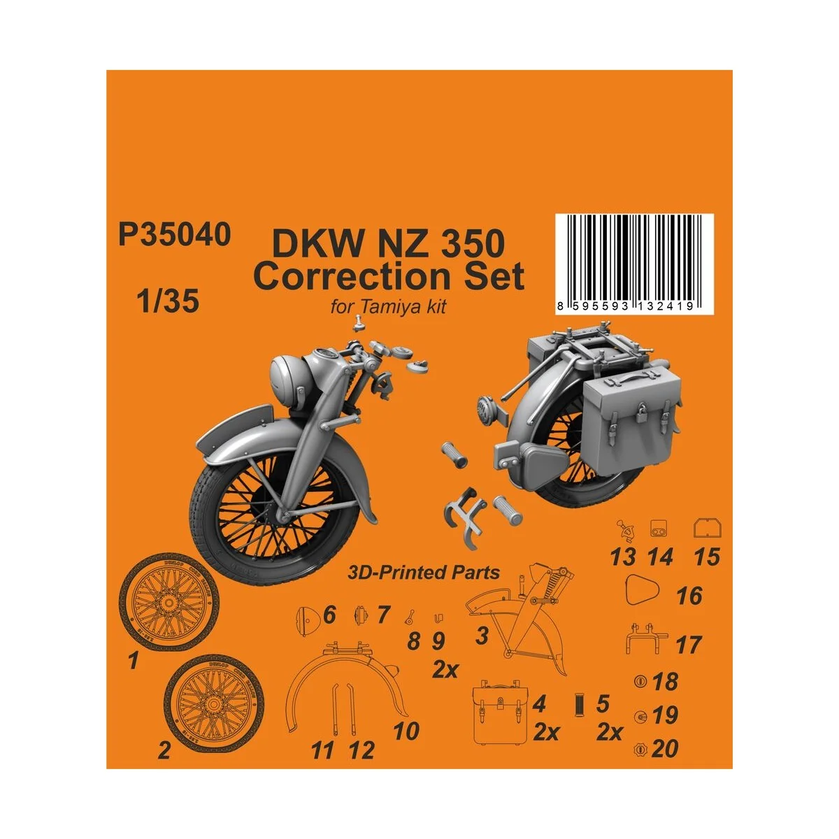 DKW NZ 350 Correction Set / for Tamiya kit, 1/35 - CMK 129-P35040