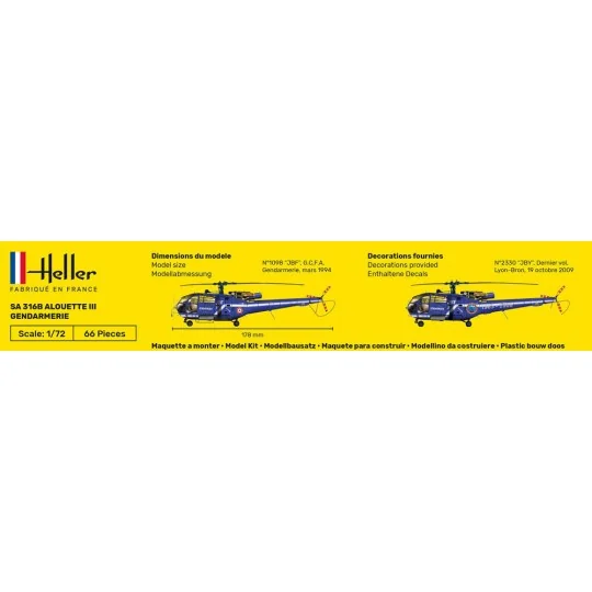 SA 316 Alouette III Gendarmerie, 1/72 - Heller 80286