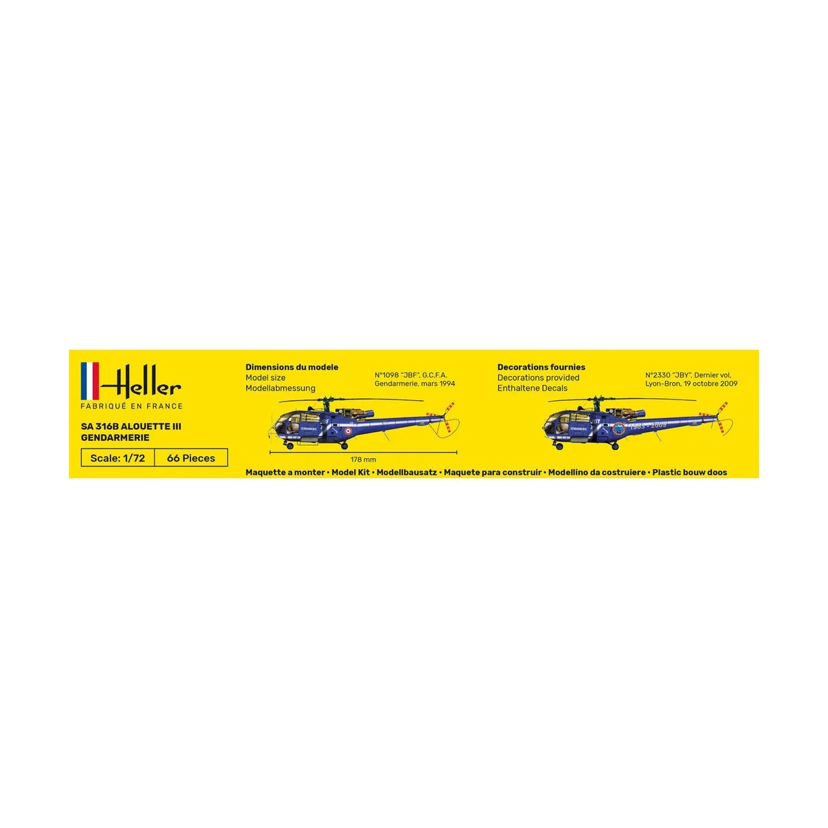 SA 316 Alouette III Gendarmerie, 1/72 - Heller 80286