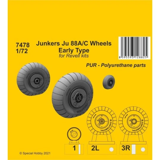 Junkers Ju 88A/C Wheels Early Type (Revell kits), 1/72 - CMK 129-7478