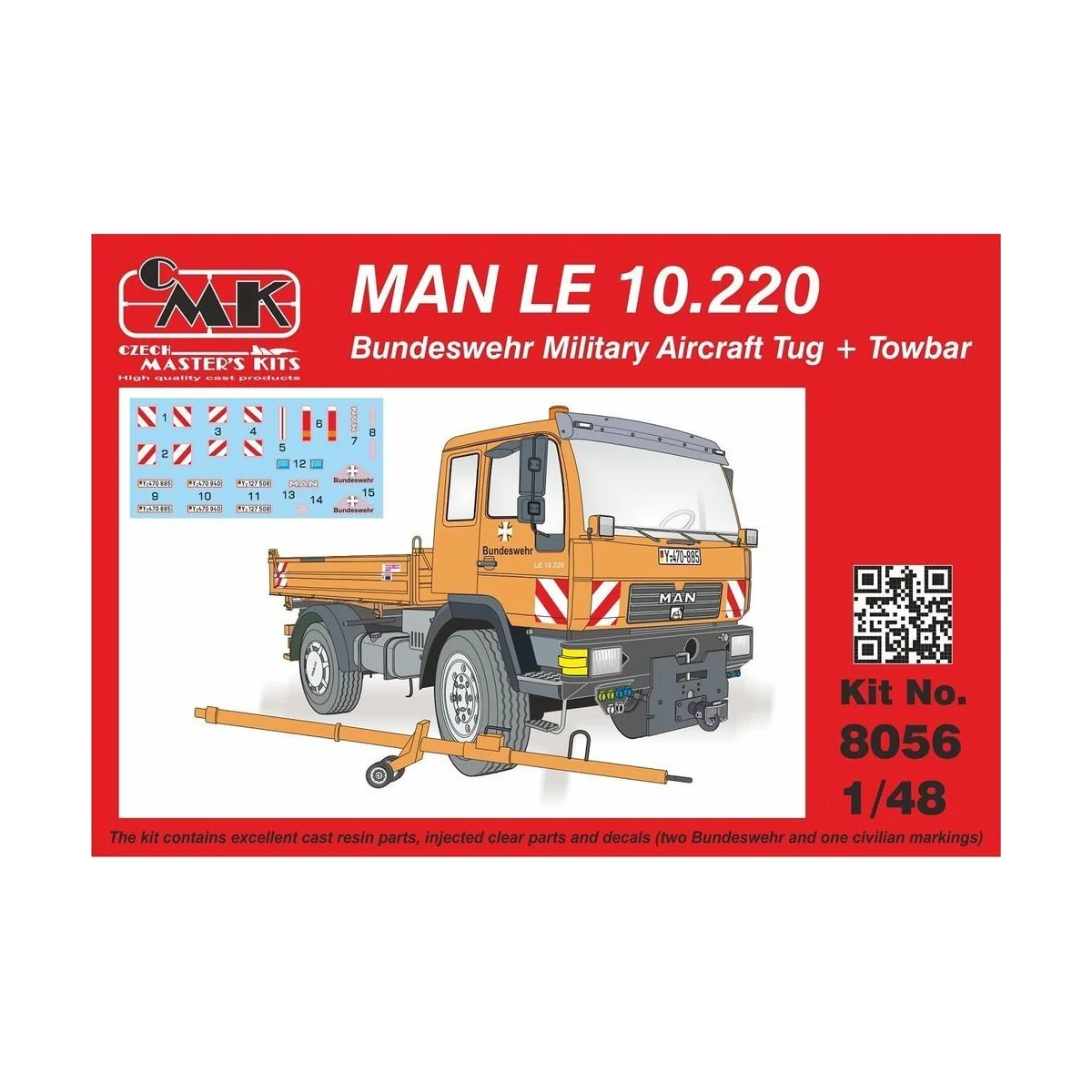 MAN LE 10.220 Bundeswehr Military Aircra Tug + Towbar, 1/48 - CMK 1...