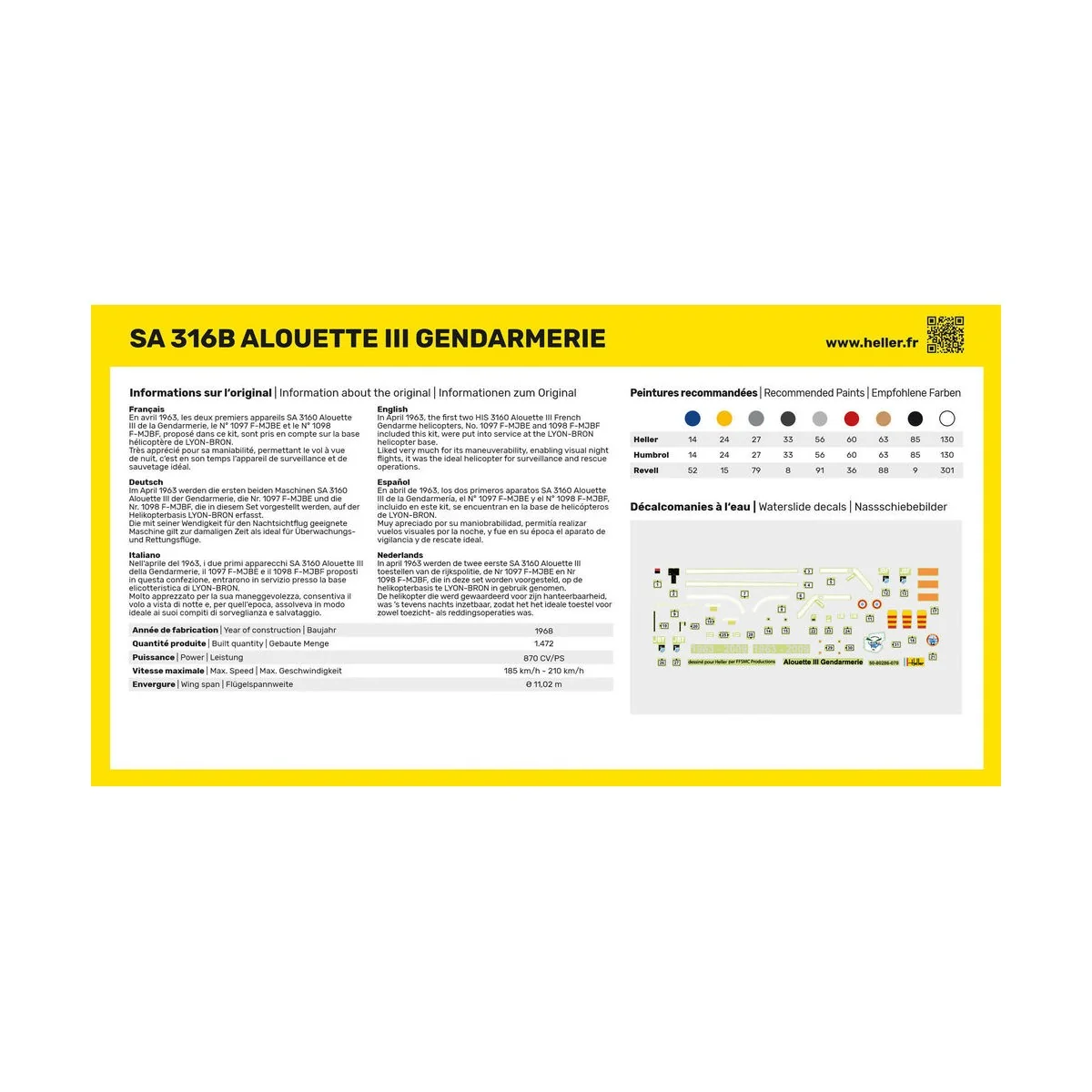 SA 316 Alouette III Gendarmerie, 1/72 - Heller 80286