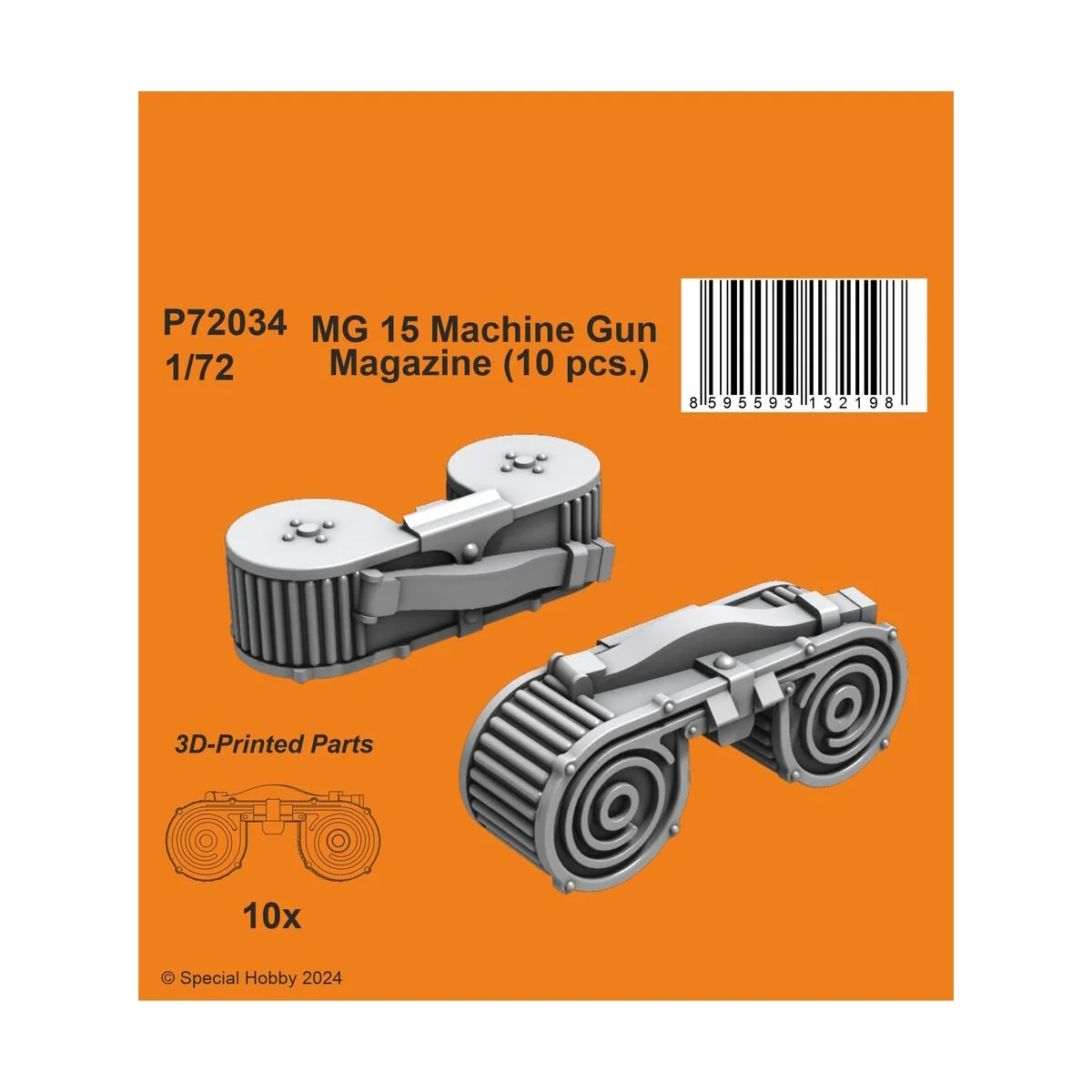 MG 15 Machine Gun Magazine (10 pcs.), 1/72 - CMK 129-P72034