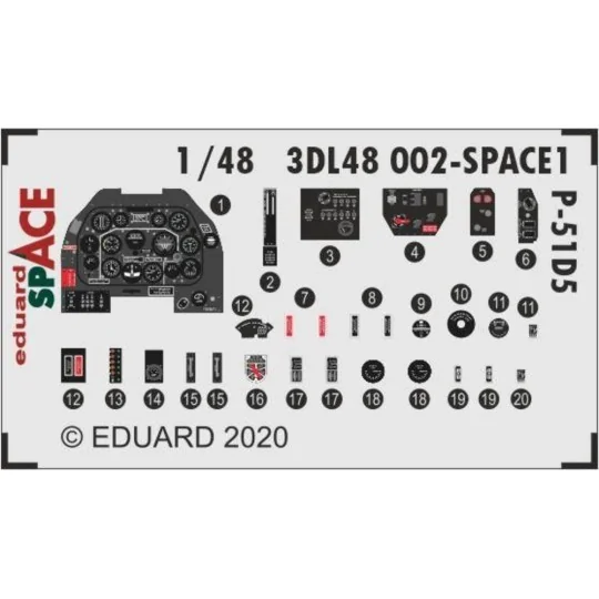 P-51D-5 SPACE 1/48 for ZVEZDA, 1/48 - Eduard Accessories 3DL48002