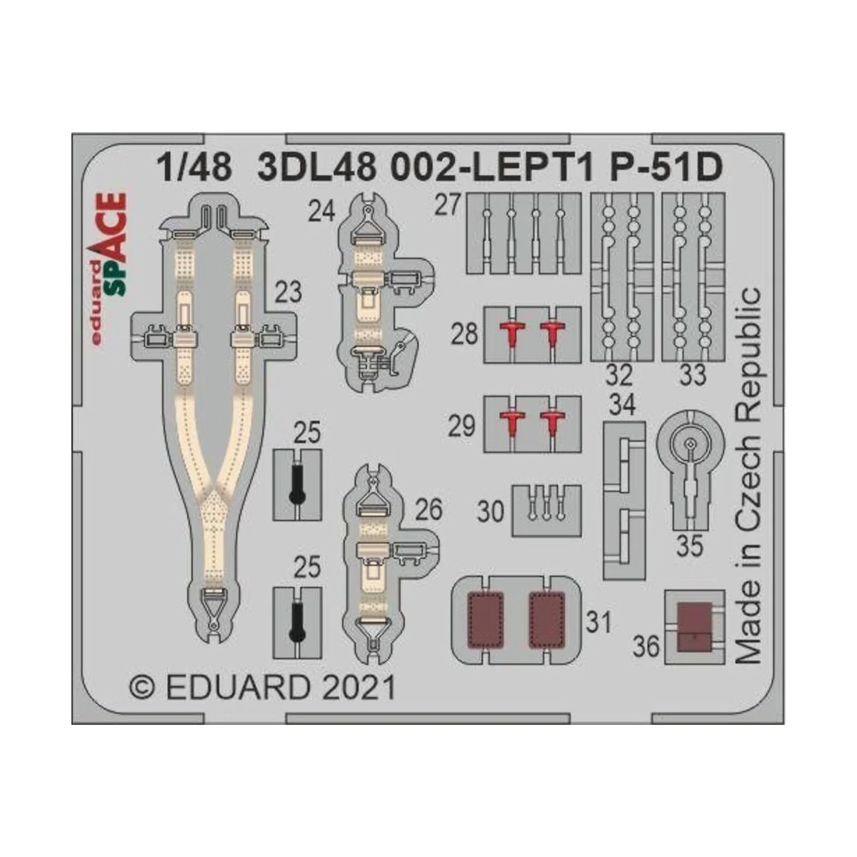 P-51D-5 SPACE 1/48 for ZVEZDA, 1/48 - Eduard Accessories 3DL48002