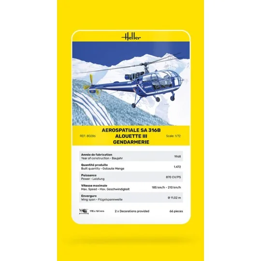 SA 316 Alouette III Gendarmerie, 1/72 - Heller 80286