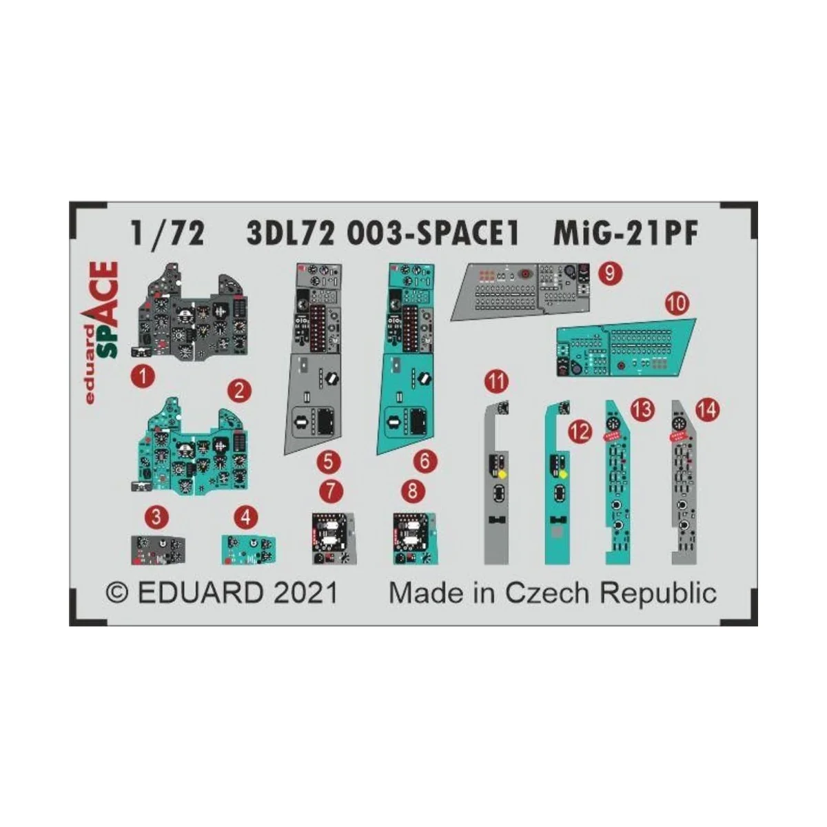 MiG-21PF SPACE 1/72 for EDUARD, 1/72 - Eduard Accessories 3DL72003