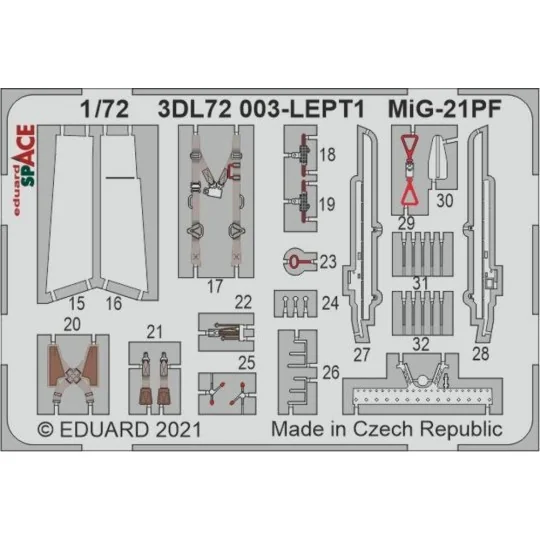 MiG-21PF SPACE 1/72 for EDUARD, 1/72 - Eduard Accessories 3DL72003