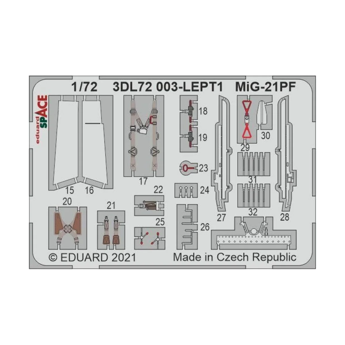 MiG-21PF SPACE 1/72 for EDUARD, 1/72 - Eduard Accessories 3DL72003