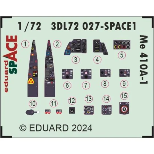 Me 410A-1 SPACE 1/72 AIRFIX, 1/72 - Eduard Accessories 3DL72027