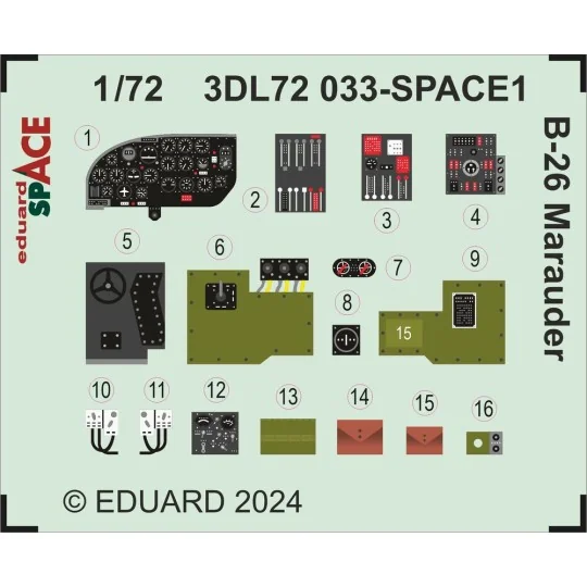 B-26 Marauder SPACE HASEGAWA / EDUARD, 1/72 - Eduard Accessories 3D...