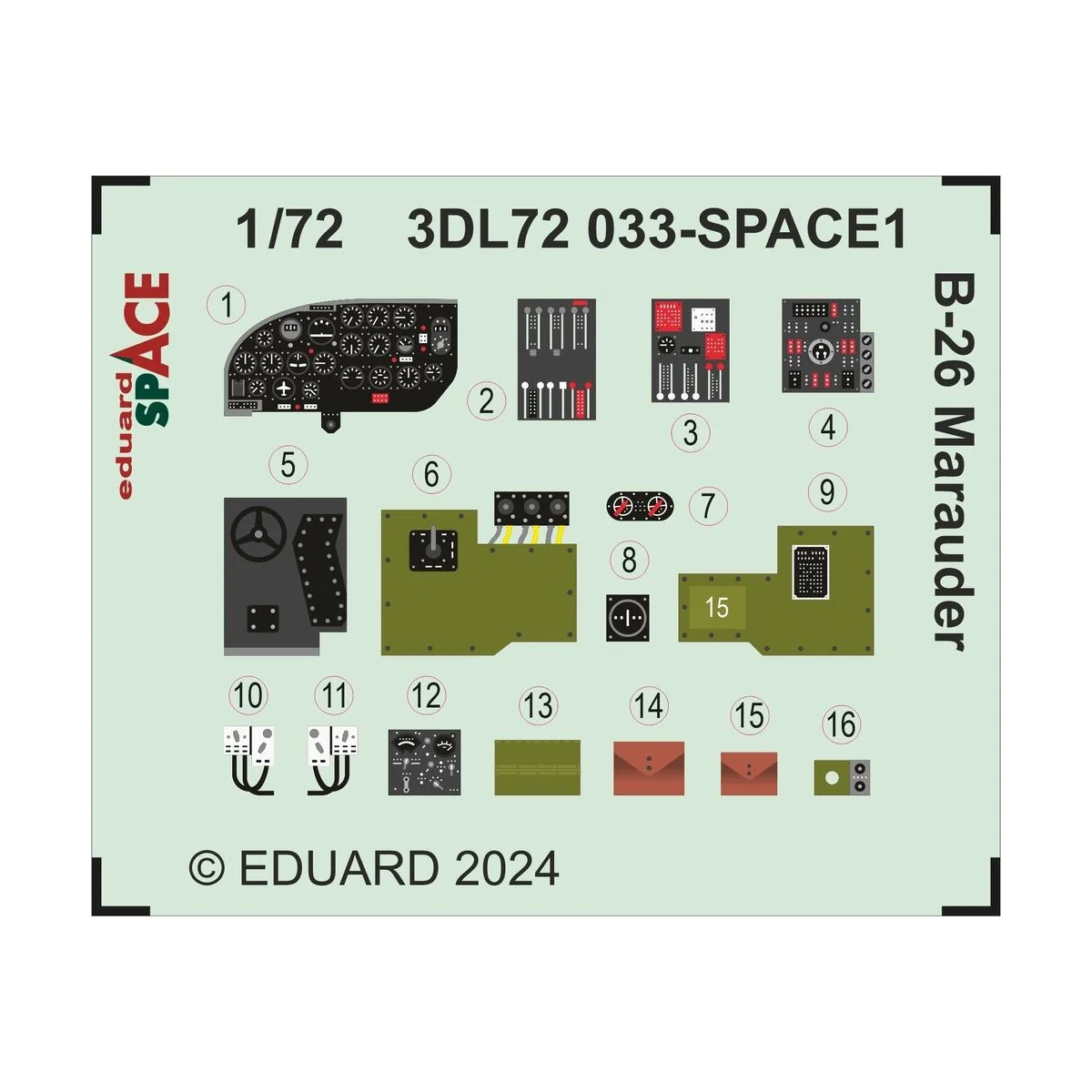 B-26 Marauder SPACE HASEGAWA / EDUARD, 1/72 - Eduard Accessories 3D...