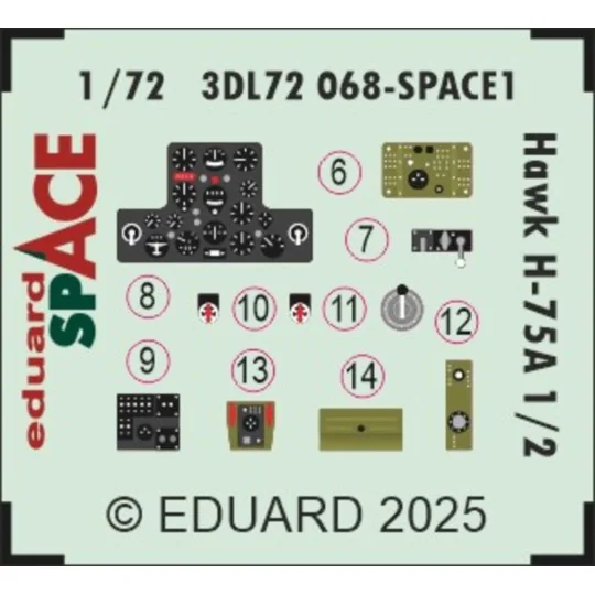 Hawk H-75A 1/2 SPACE ARMA HOBBY, 1/72 - Eduard Accessories 3DL72068