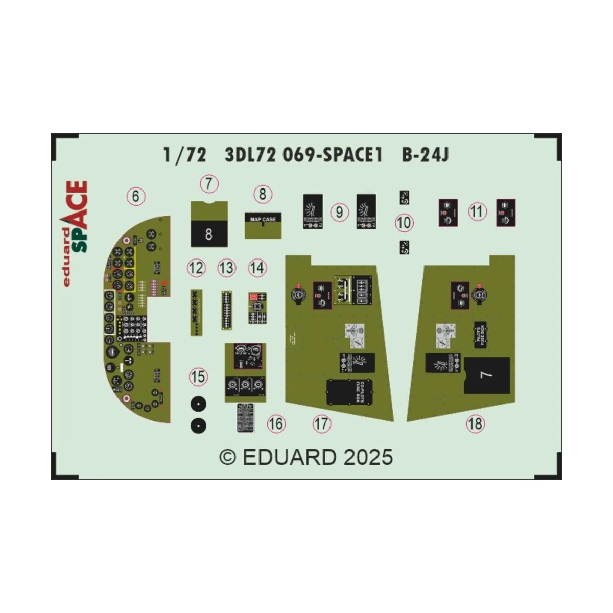 B-24J SPACE HASEGAWA, 1/72 - Eduard Accessories 3DL72069