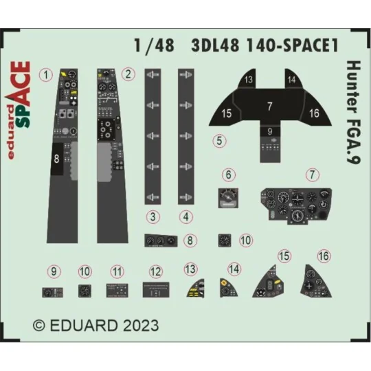 Hunter FGA.9 SPACE 1/48 AIRFIX, 1/48 - Eduard Accessories 3DL48140