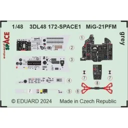 MiG-21PFM grey SPACE 1/48 EDUARD, 1/48 - Eduard Accessories 3DL48172