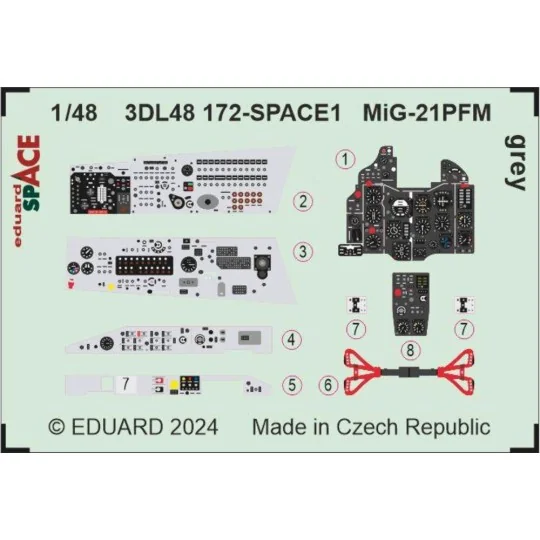 MiG-21PFM grey SPACE 1/48 EDUARD, 1/48 - Eduard Accessories 3DL48172