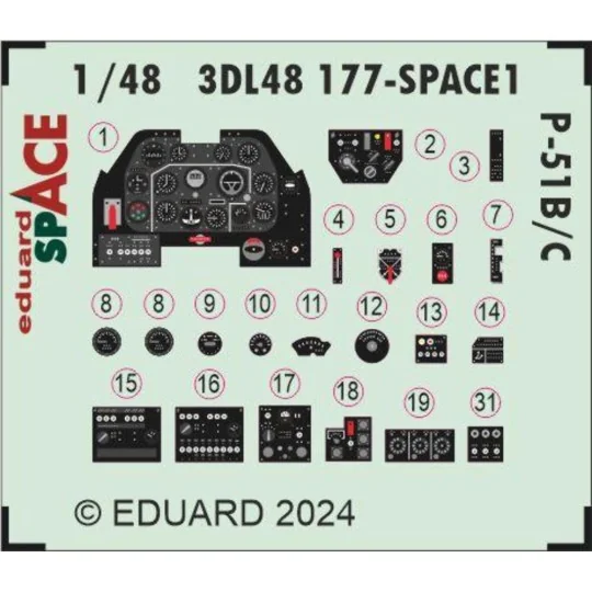 P-51B/C SPACE EDUARD, 1/48 - Eduard Accessories 3DL48177