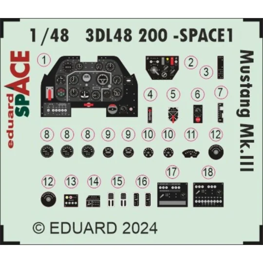 Mustang Mk.III SPACE, 1/48 - Eduard Accessories 3DL48200